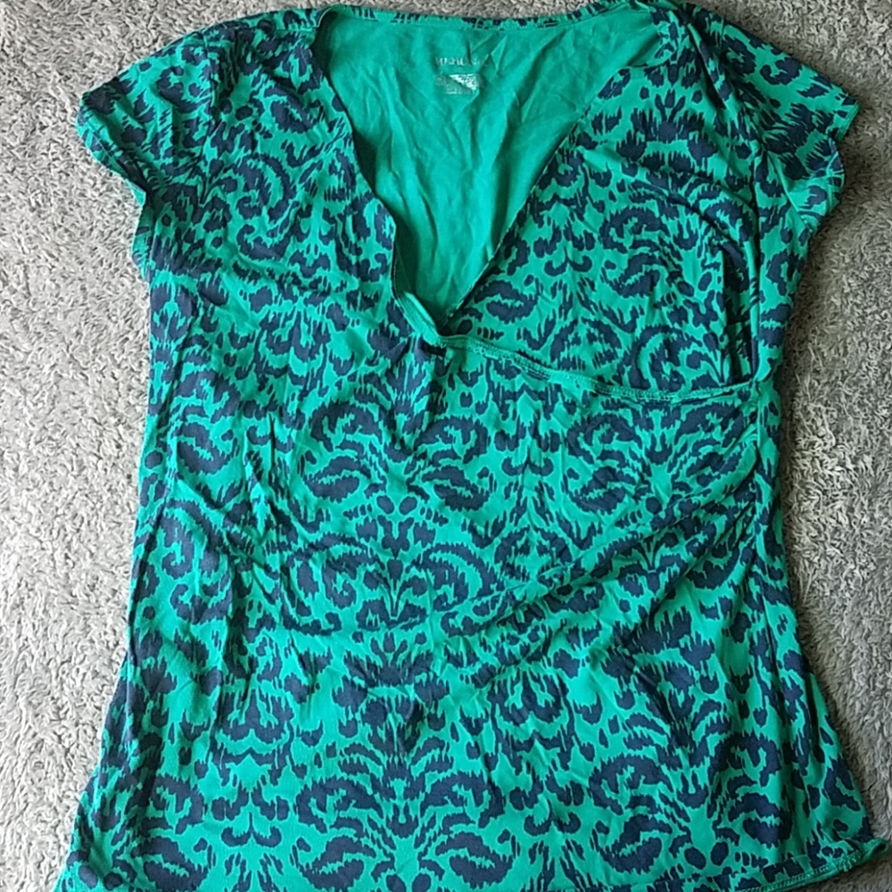 Green and blue wrap top